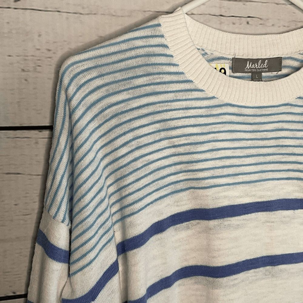 Sweater Top Striped Long‎ Sleeve Pullover Knit Lightweight @ - Picture 3 of 8